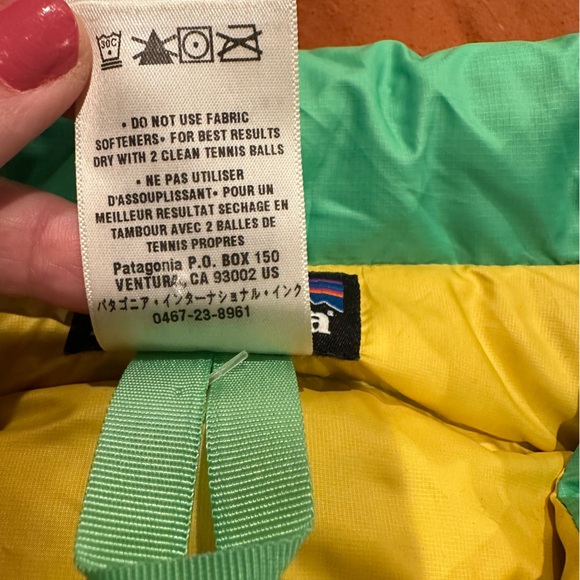 Patagonia Lime Green & Yellow Women’s Puffer Vest 800 Fill Goose Down Sz XS - Picture 6 of 7